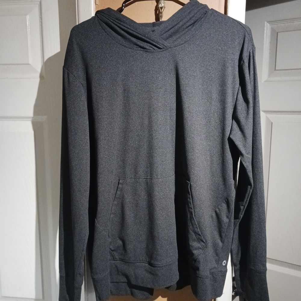 RBX Men's Grey Lightweight Hoodie (Polyester, Spandex). Size L